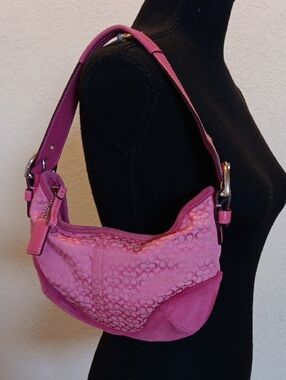 Coach Y2k Pink Shoulder Small Hobo Signature C With Handtag #6351